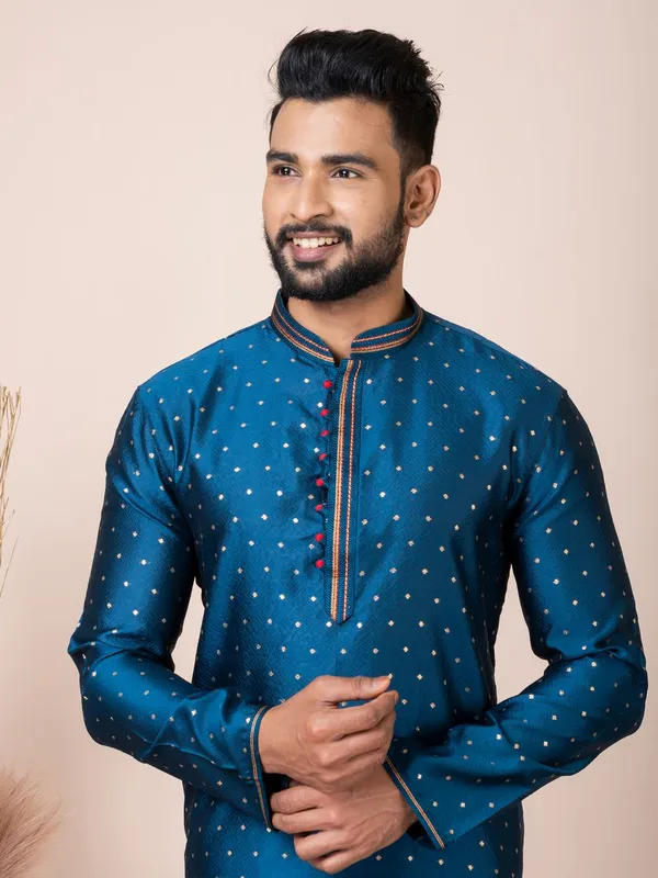 Rama_Green_Color_Premium_Designer_Kurta_Pyjama_Set