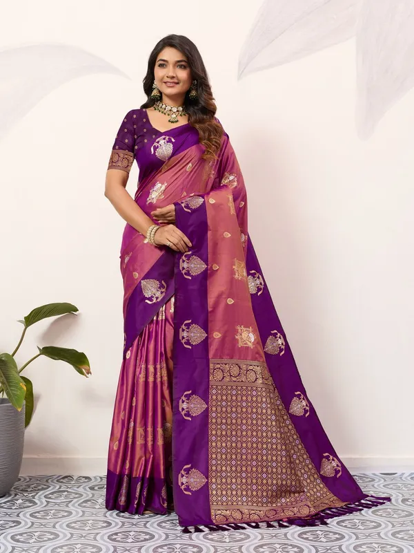 Peach_Pink_Festive_Wear_Designer_Soft_Silk_Saree_Default_Title