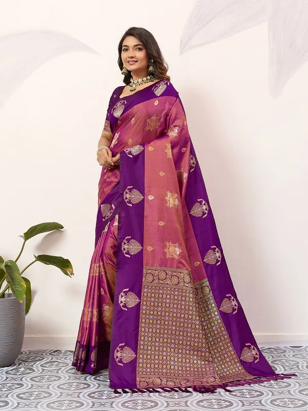 Peach_Pink_Festive_Wear_Designer_Soft_Silk_Saree_Default_Title