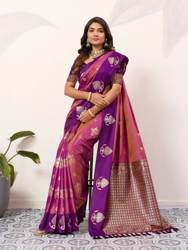 Peach_Pink_Festive_Wear_Designer_Soft_Silk_Saree_Default_Title