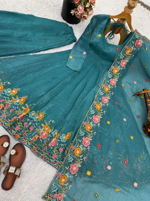 Blue_Ethnic_Wear_Designer_Crunchy_Silk_Readymade_Suit