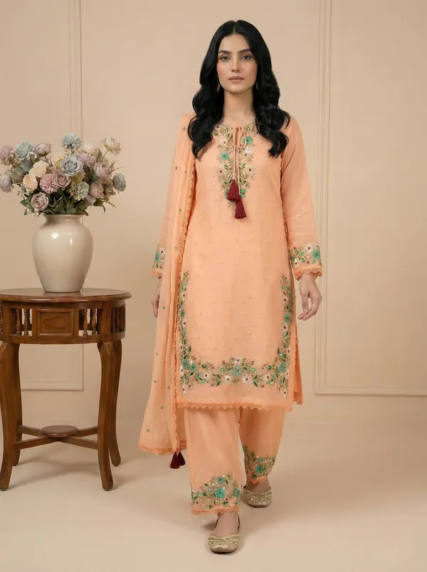 Peach_Stylish_Elementary_Designer_Readymade_Suit