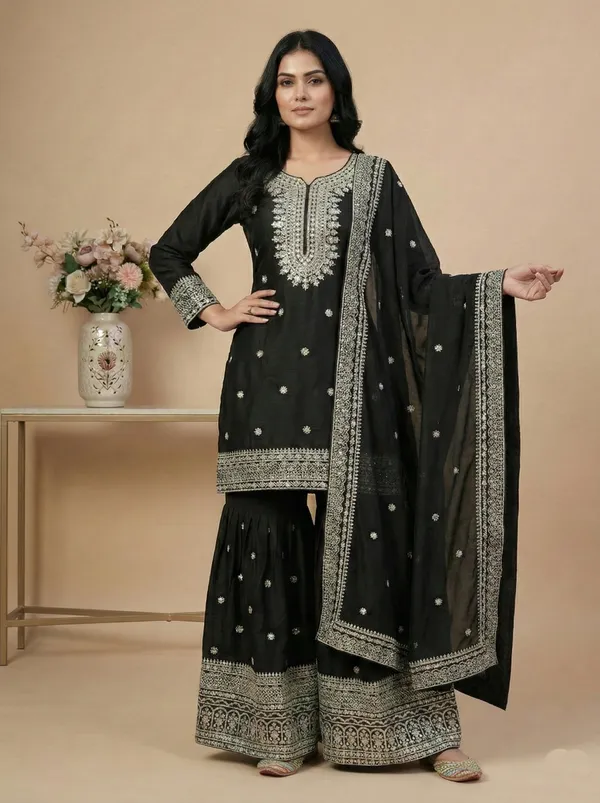 Black_Premium_Elementary_Designer_Pure_Heavy_Chinnon_Silk_Readymade_Suit