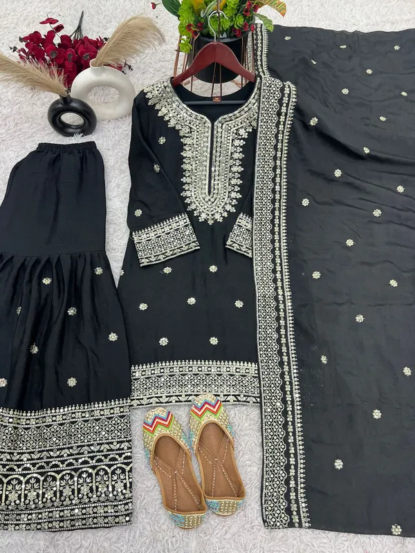 Black_Premium_Elementary_Designer_Pure_Heavy_Chinnon_Silk_Readymade_Suit