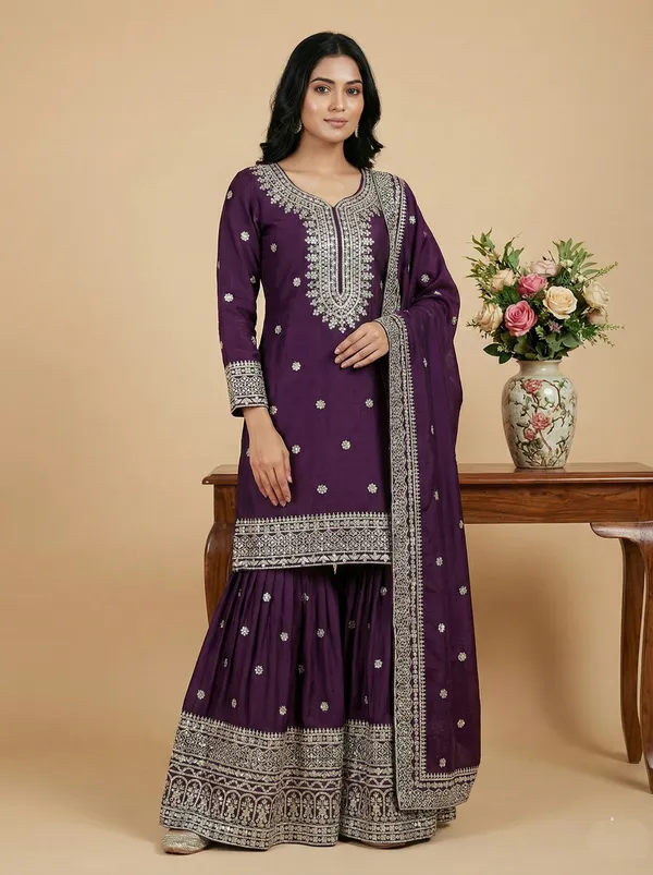 Wine_Luxury_Elementary_Designer_Pure_Heavy_Chinnon_Silk_Readymade_Suit