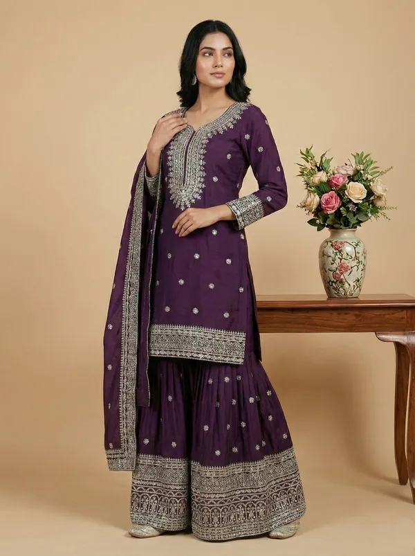 Wine_Luxury_Elementary_Designer_Pure_Heavy_Chinnon_Silk_Readymade_Suit