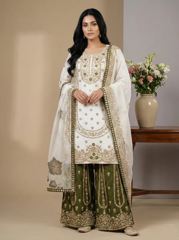 White_Mehendi_Green_Premium_Silk_Eid_Special_Designer_Readymade_Suit