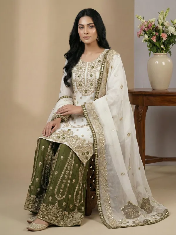 White_Mehendi_Green_Premium_Silk_Eid_Special_Designer_Readymade_Suit