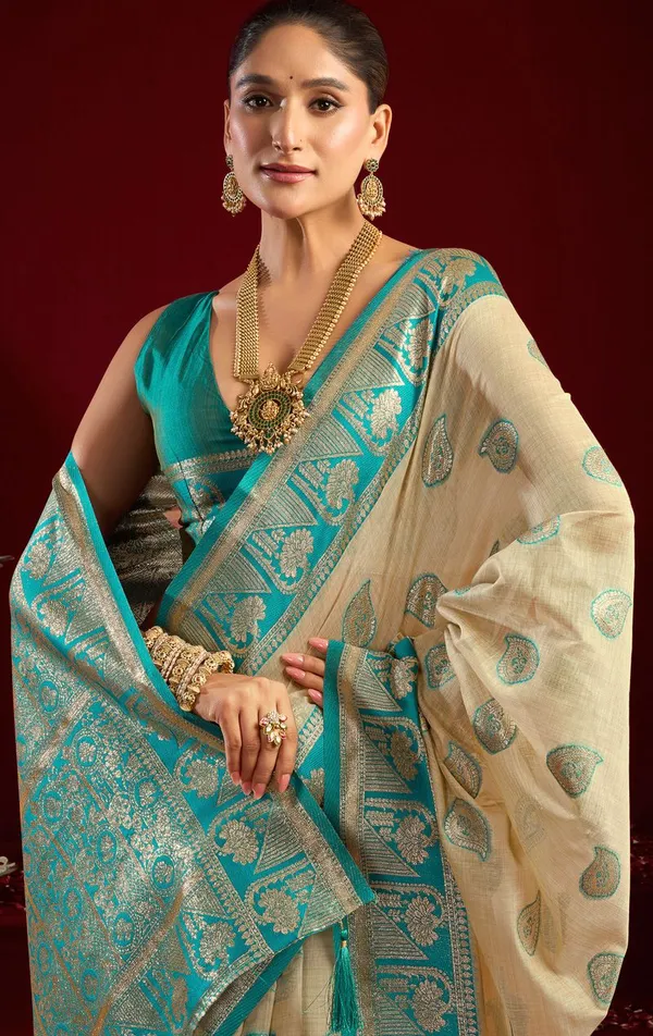 Cream_Banarasi_Silk_Designer_Function_Wear_Saree_Default_Title