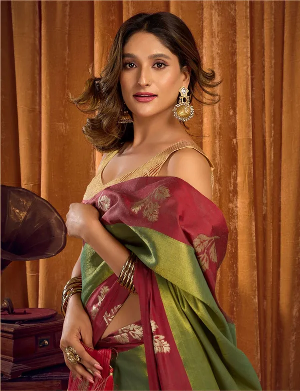 Olive_Green_Ethnic_Function_Designer_Soft_Tissue_Silk_Saree_Default_Title