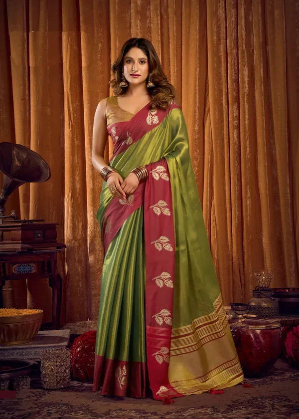 Olive_Green_Ethnic_Function_Designer_Soft_Tissue_Silk_Saree_Default_Title