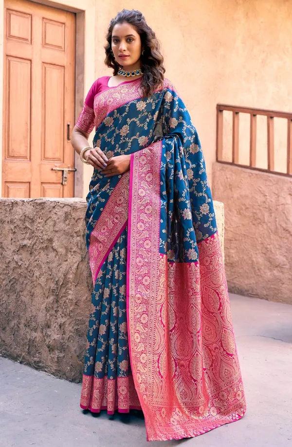 Teal_Traditional_Party_Designer_Silk_Saree_Default_Title