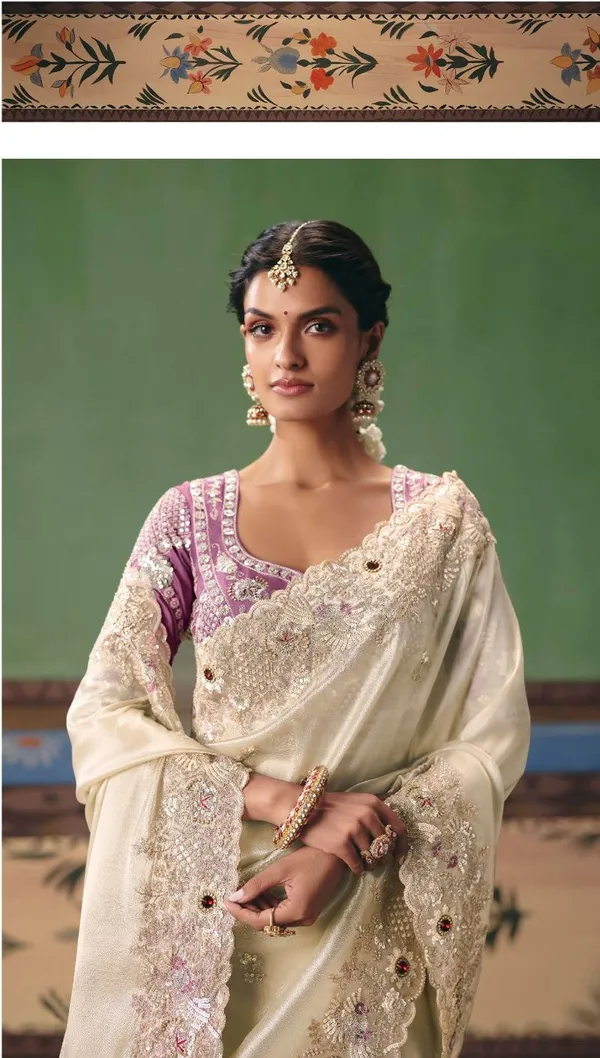 Cream_Ethnic_Party_Wear_Designer_Art_Silk_Saree_Default_Title