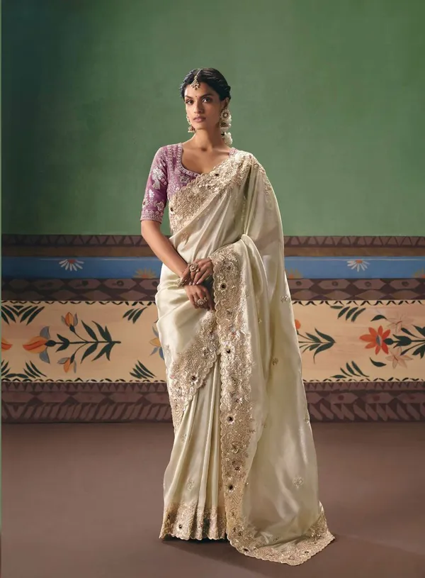 Cream_Ethnic_Party_Wear_Designer_Art_Silk_Saree_Default_Title