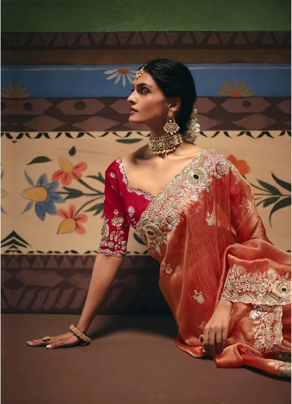 Rust_Premium_Function_Wear_Designer_Art_Silk_Saree_Default_Title