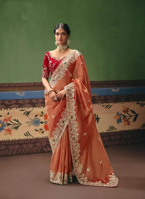 Rust_Premium_Function_Wear_Designer_Art_Silk_Saree_Default_Title