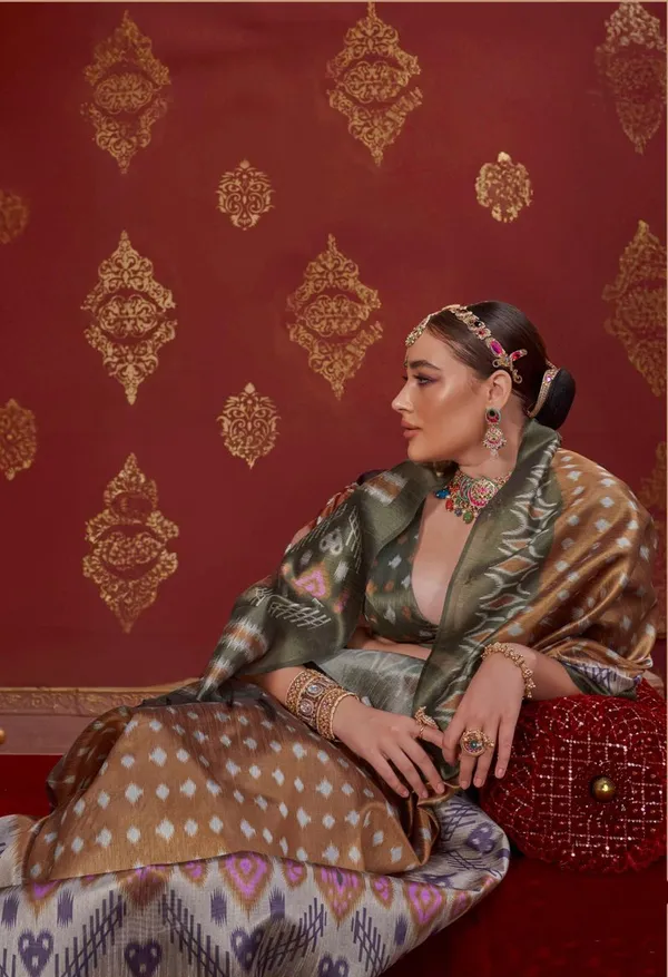 Light_Brown_Elegant_Designer_Pearl_Silk_Saree_With_Green_Blouse_Default_Title