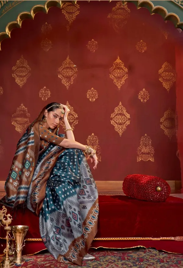 Teal_Blue_Elegant_Designer_Pearl_P_C_Silk_Saree_Default_Title