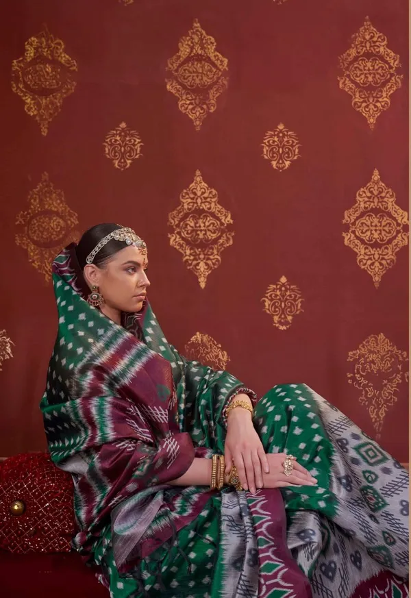 Green_Party_Wear_Designer_Pearl_P_C_Silk_Saree_With_Maroon_Blouse_Default_Title