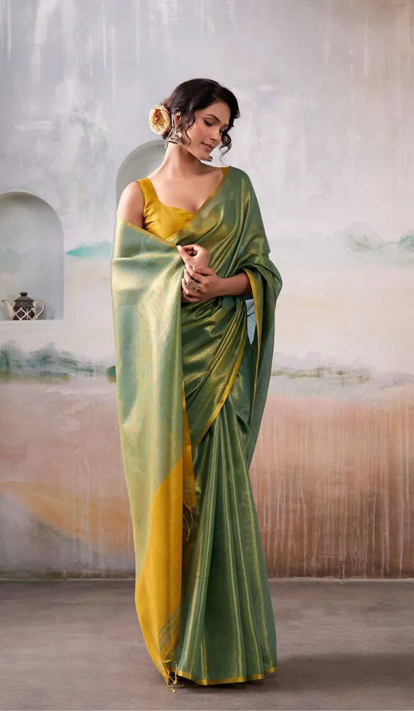 Olive_Green_Yellow_Function_Wear_Designer_Pure_Tissue_Saree_Default_Title