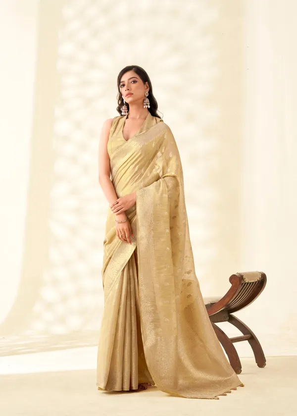 Cream_Classic_Party_Wear_Designer_Tissue_Linen_Saree_Default_Title