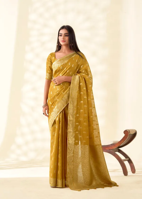 Yellow_Traditional_Style_Designer_Tissue_Linen_Saree_Default_Title