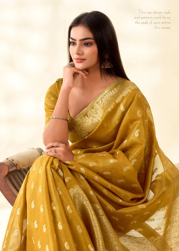 Yellow_Traditional_Style_Designer_Tissue_Linen_Saree_Default_Title