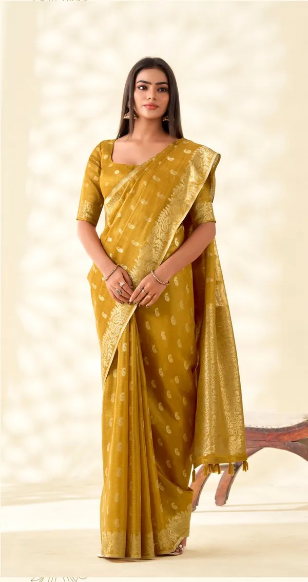 Yellow_Traditional_Style_Designer_Tissue_Linen_Saree_Default_Title