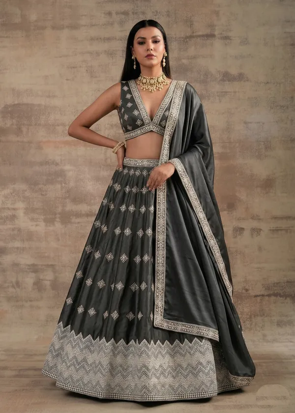 Ethnivo_Special_Dark_Grey_Premium_Style_Designer_Satin_Silk_Lehenga_Choli_Default_Title