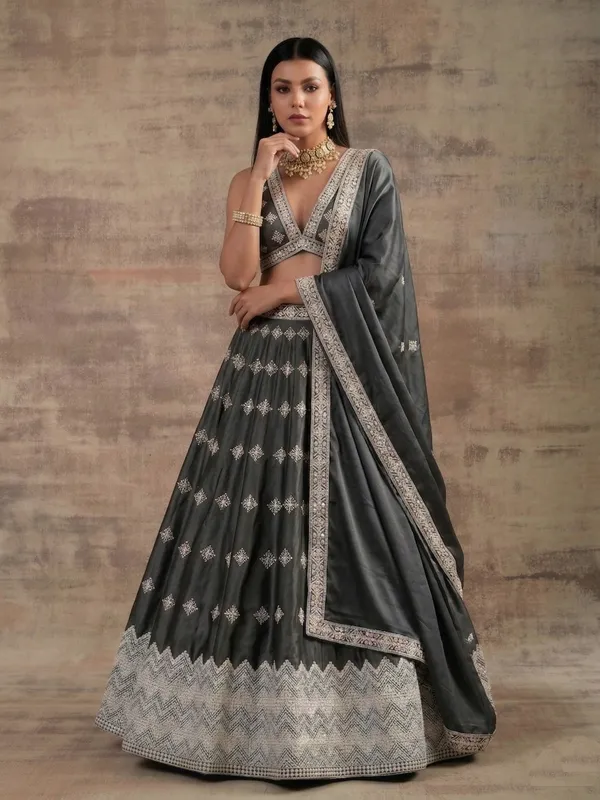 Ethnivo_Special_Dark_Grey_Premium_Style_Designer_Satin_Silk_Lehenga_Choli_Default_Title