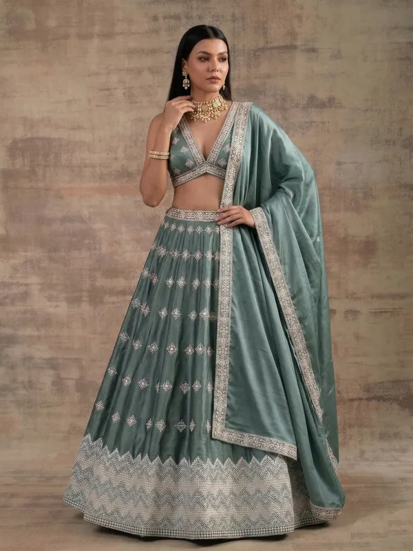 Ethnivo_Special_Pista_Aqua_Classic_Wear_Designer_Satin_Silk_Lehenga_Choli_Default_Title