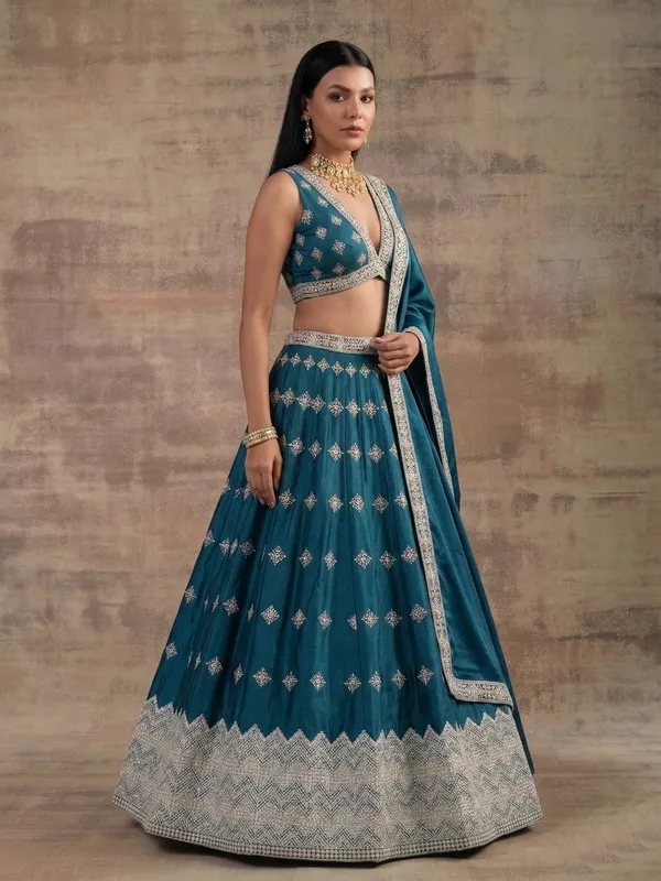Ethnivo_Special_Teal_Premium_Wear_Designer_Satin_Silk_Lehenga_Choli_Default_Title