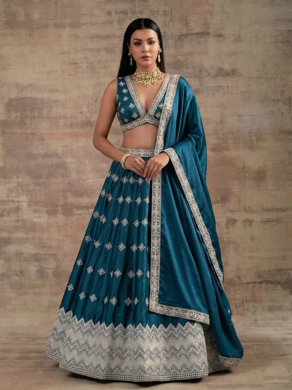 Ethnivo_Special_Teal_Premium_Wear_Designer_Satin_Silk_Lehenga_Choli_Default_Title