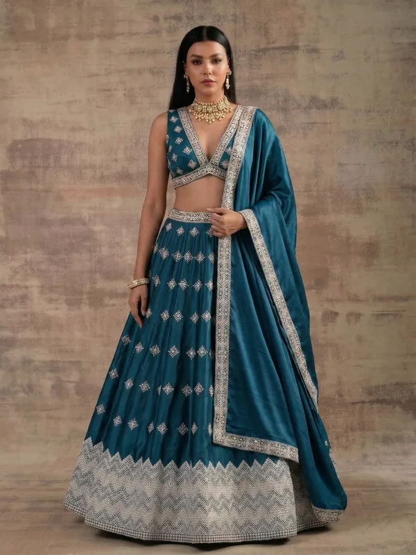 Ethnivo_Special_Teal_Premium_Wear_Designer_Satin_Silk_Lehenga_Choli_Default_Title
