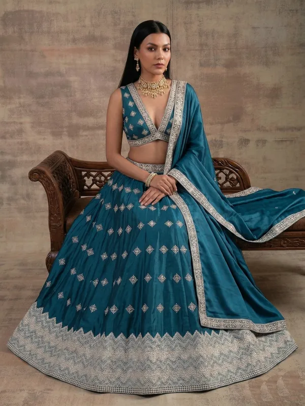 Ethnivo_Special_Teal_Premium_Wear_Designer_Satin_Silk_Lehenga_Choli_Default_Title