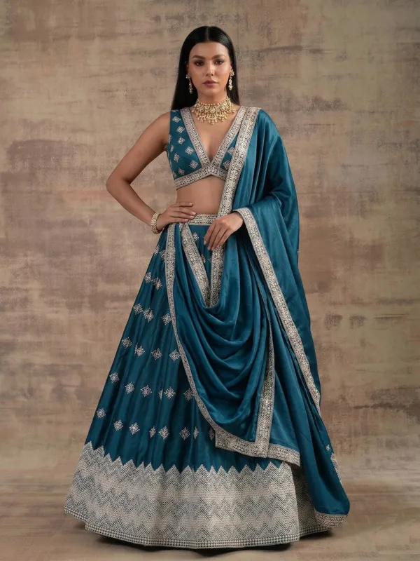 Ethnivo_Special_Teal_Premium_Wear_Designer_Satin_Silk_Lehenga_Choli_Default_Title