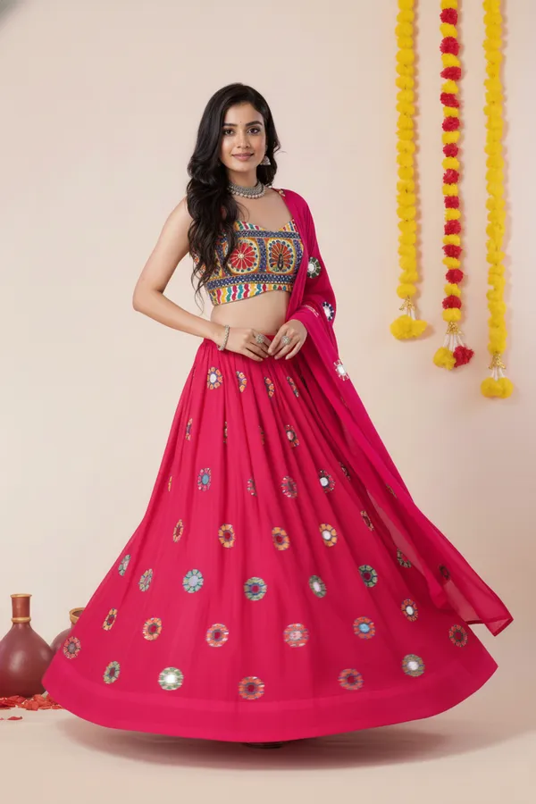 Ethnivo_Special_Pink_Festive_Navratri_Designer_Rayon_Lehenga_Choli_Default_Title