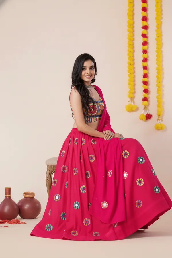Ethnivo_Special_Pink_Festive_Navratri_Designer_Rayon_Lehenga_Choli_Default_Title