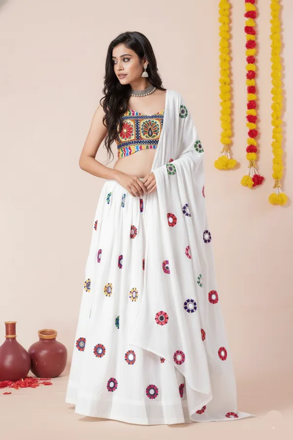 Ethnivo_White_Traditional_Navratri_Designer_Rayon_Lehenga_Choli_Default_Title