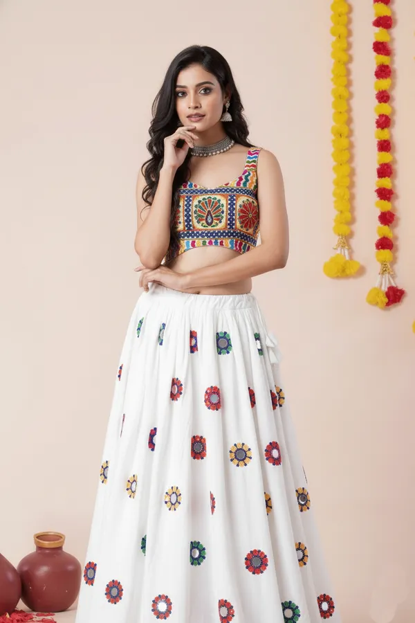 Ethnivo_White_Traditional_Navratri_Designer_Rayon_Lehenga_Choli_Default_Title