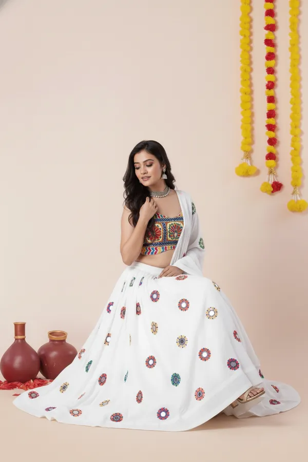 Ethnivo_White_Traditional_Navratri_Designer_Rayon_Lehenga_Choli_Default_Title