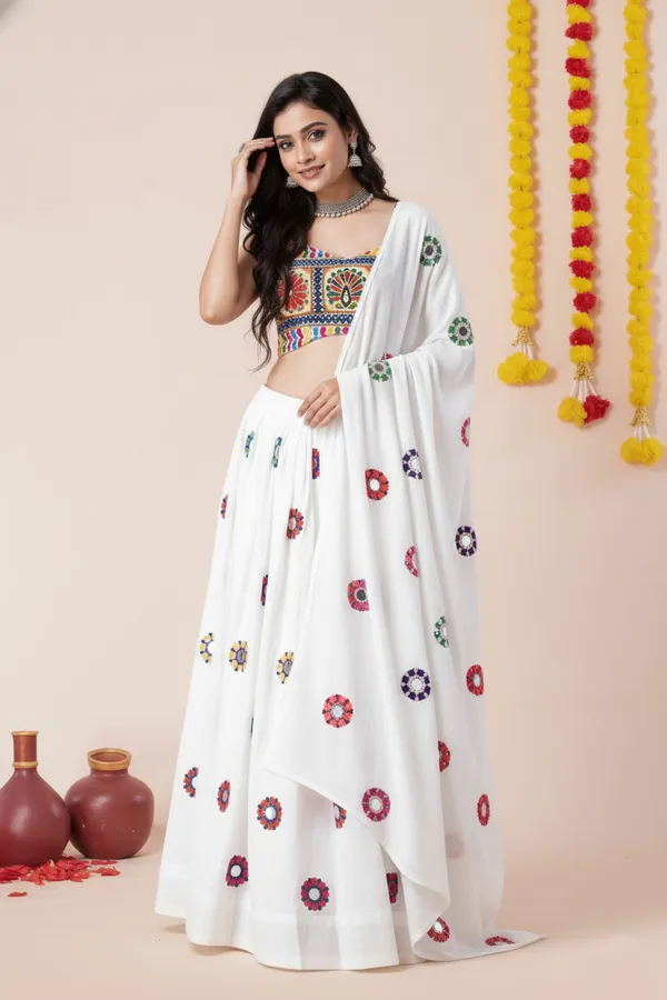 Ethnivo_White_Traditional_Navratri_Designer_Rayon_Lehenga_Choli_Default_Title