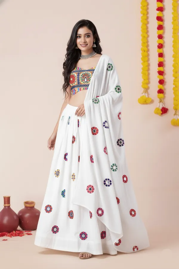 Ethnivo_White_Traditional_Navratri_Designer_Rayon_Lehenga_Choli_Default_Title