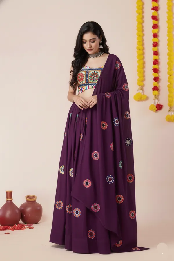 Ethnivo_Wine_Navratri_Special_Designer_Rayon_Lehenga_Choli_Default_Title