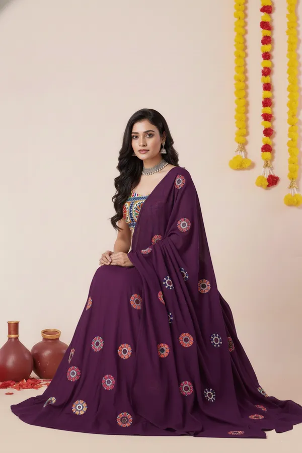 Ethnivo_Wine_Navratri_Special_Designer_Rayon_Lehenga_Choli_Default_Title