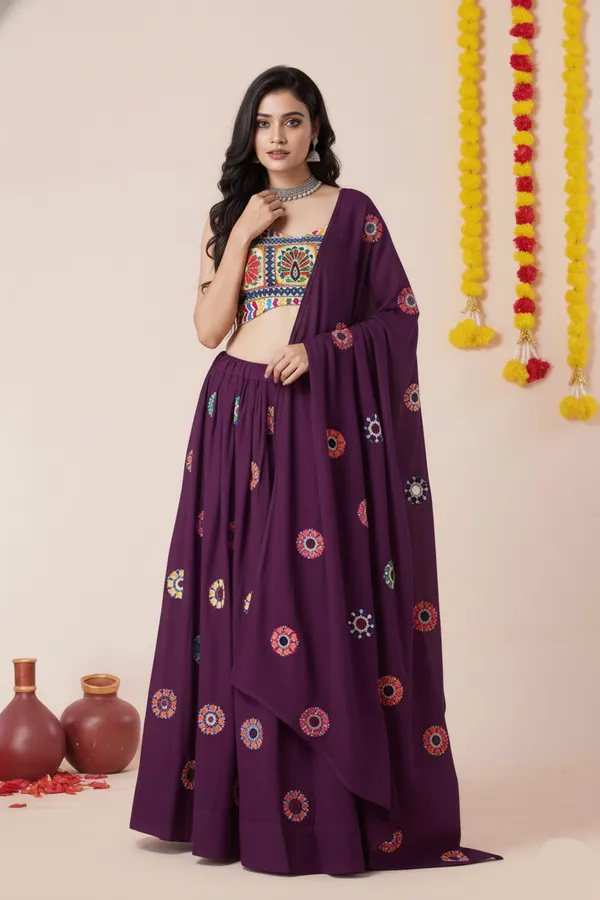 Ethnivo_Wine_Navratri_Special_Designer_Rayon_Lehenga_Choli_Default_Title