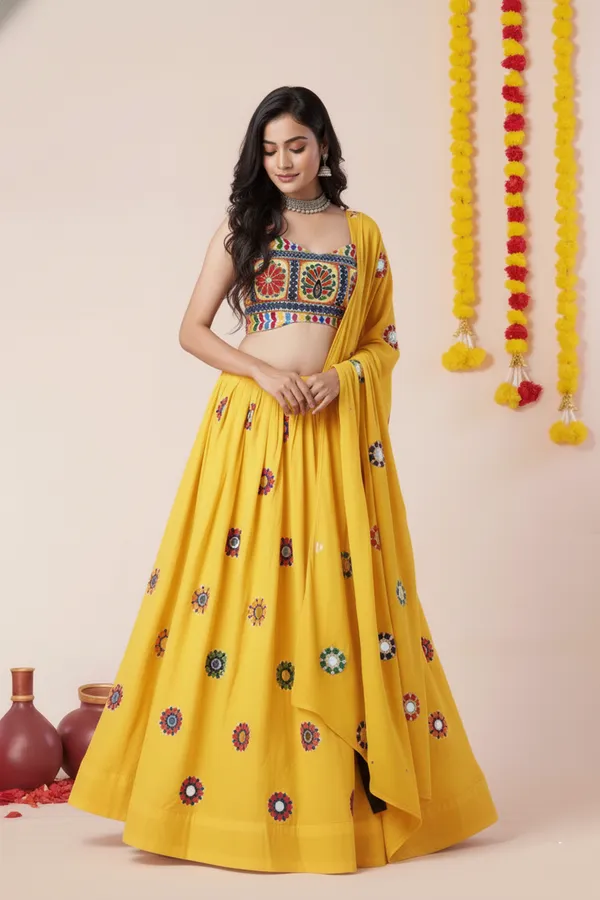 Ethnivo_Yellow_Dandiya_Style_Designer_Rayon_Lehenga_Choli_Default_Title