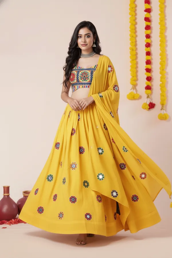 Ethnivo_Yellow_Dandiya_Style_Designer_Rayon_Lehenga_Choli_Default_Title