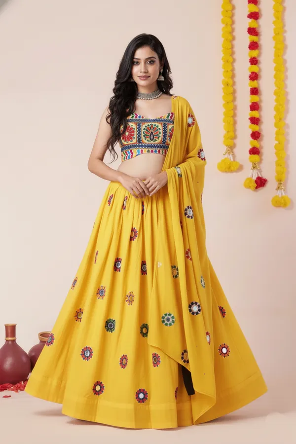 Ethnivo_Yellow_Dandiya_Style_Designer_Rayon_Lehenga_Choli_Default_Title