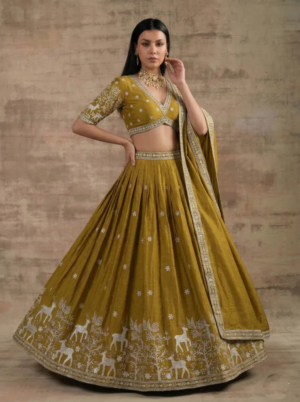 Ethnivo_Special_Mustard_Premium_Designer_Satin_Silk_Lehenga_Choli_Default_Title